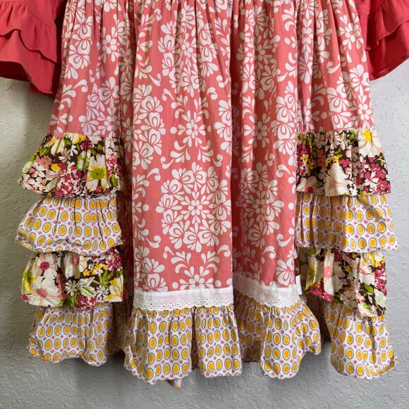 MILLIE JAY Dress 10 Girls Long Sleeve Floral Striped Tiered Ruffled Eclectic - Picture 4 of 7